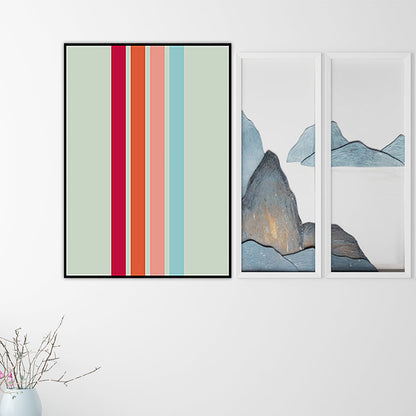 Vivolux | Pastellfarbige geometrische Wanddekoration nordische texturierte umwickelte Leinwand für das Wohnzimmer
