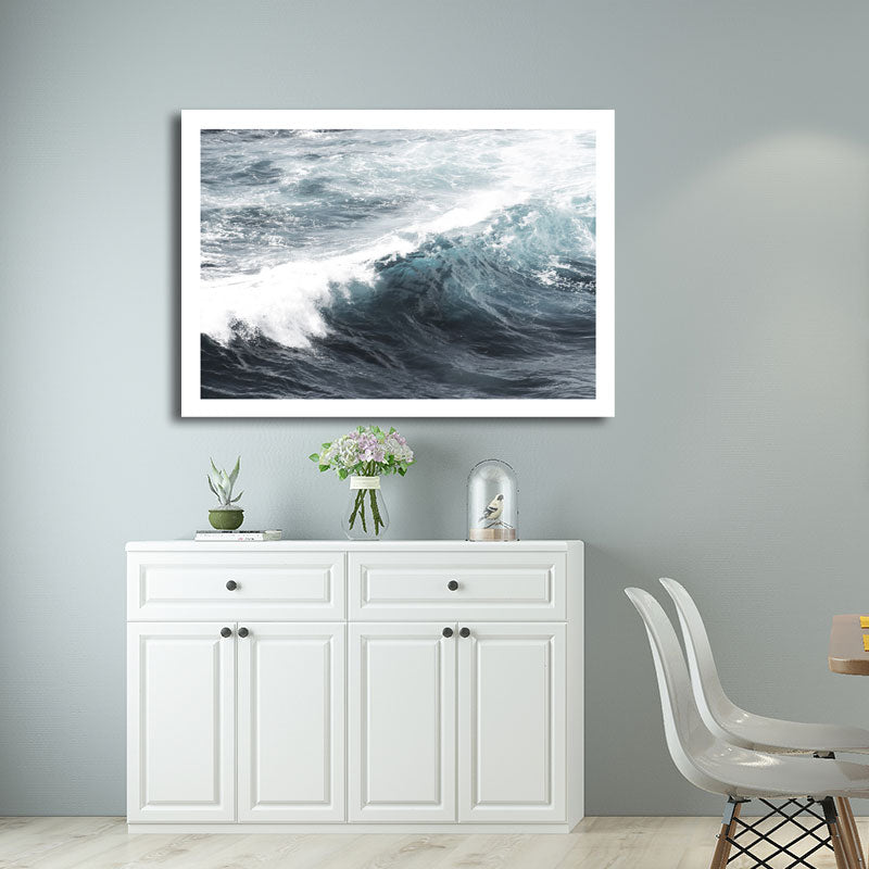 Vivolux | Zeegolf Canvas Wandkunst Moderne Stil Oceaan Wanddecoratie in Blau für Wohnzimmer