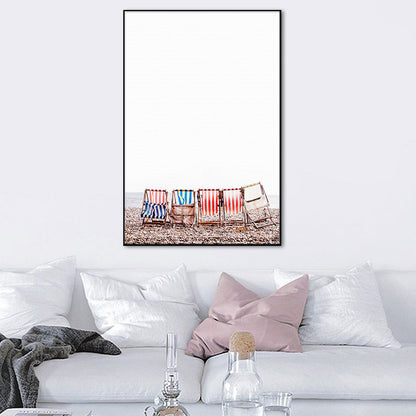 Vivolux | Buntes Küstenszenen-Leinwandbild Texturierte Oberfläche Wandkunst Dekor für das Esszimmer