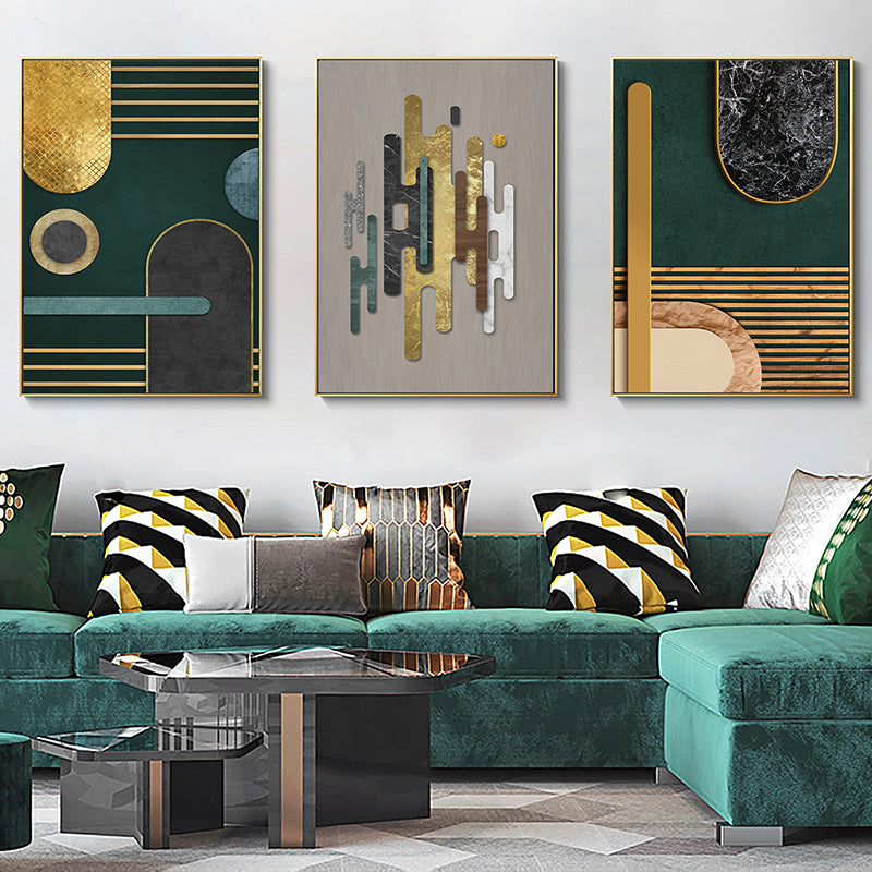 Vivolux | Glam Metal Wanddekoration Helle Farbige Abstrakte Muster-Leinwand für das Wohnzimmer