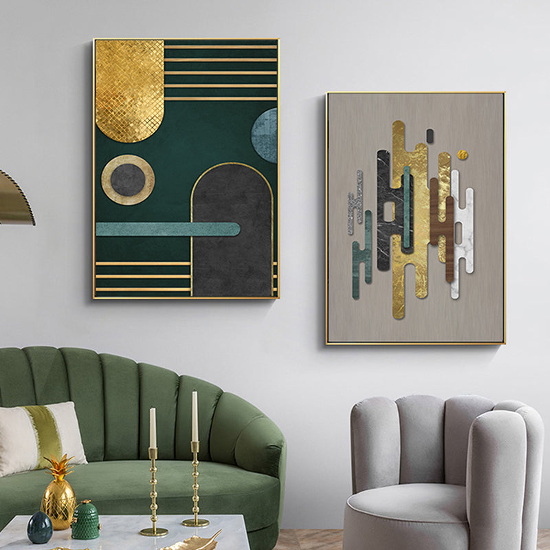 Vivolux | Glam Metal Wanddekoration Helle Farbige Abstrakte Muster-Leinwand für das Wohnzimmer