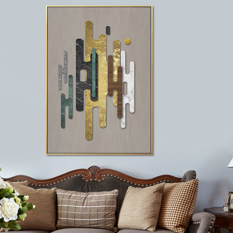 Vivolux | Glam Metal Wanddekoration Helle Farbige Abstrakte Muster-Leinwand für das Wohnzimmer