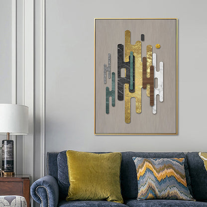 Vivolux | Glam Metal Wanddekoration Helle Farbige Abstrakte Muster-Leinwand für das Wohnzimmer