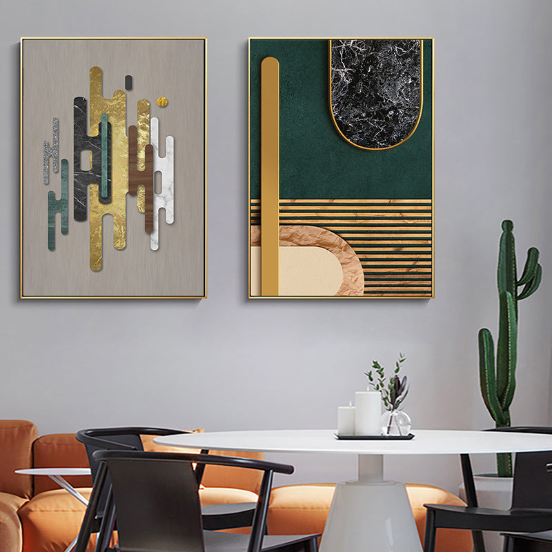 Vivolux | Glam Metal Wanddekoration Helle Farbige Abstrakte Muster-Leinwand für das Wohnzimmer