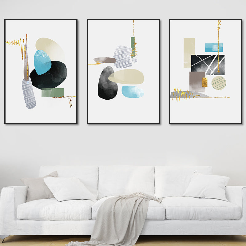 Vivolux | Zachte Kleur Geometrische Vorm Canvas Print Abstract Moderne Textuur Muurkunst Set voor Thuis