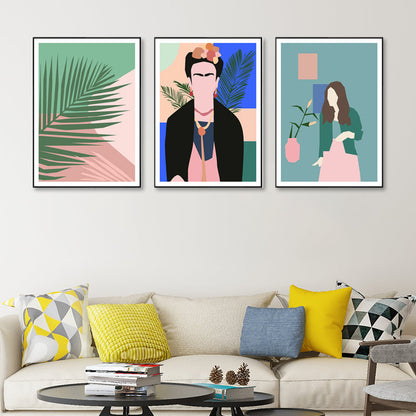 Vivolux | Blatt und Menschen Leinwand Wandkunst Set Skandinavisches Esszimmer Gemälde (Verschiedene Größen)