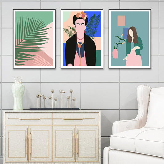 Vivolux | Blatt und Menschen Leinwand Wandkunst Set Skandinavisches Esszimmer Gemälde (Verschiedene Größen)