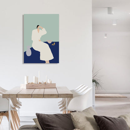 Vivolux | Weiß Frau und Topf Leinwand Texturiert Nordic Wanddeko Esszimmer Wandkunst, Mehrere Größen