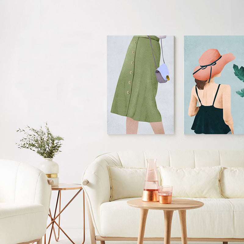 Vivolux | Skandinavische Mode Mädchen Wanddekoration Pastellfarben Leinwanddruck für das Wohnzimmer (Mehrere Größen)