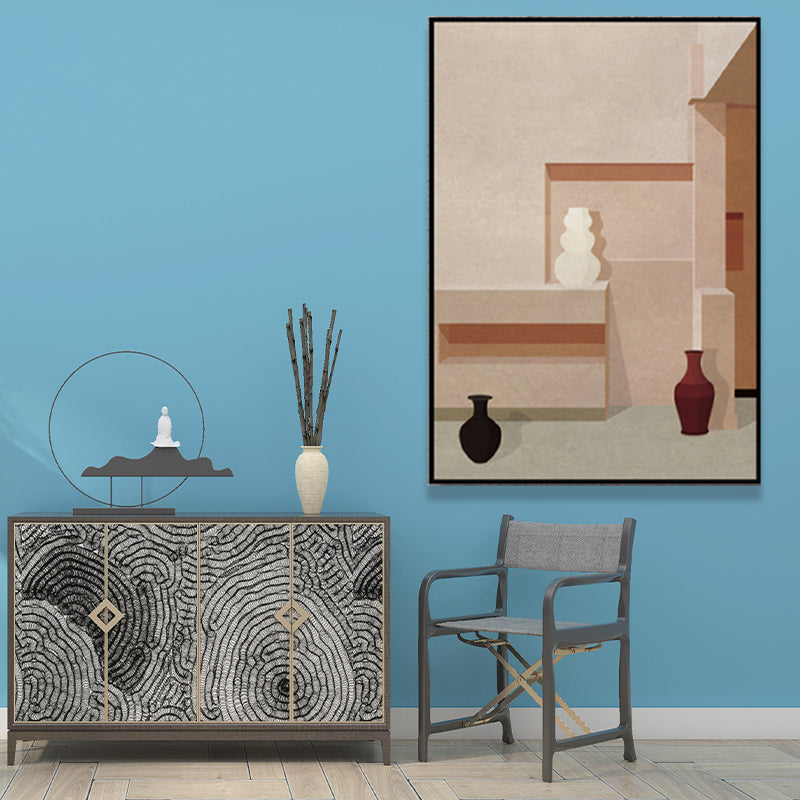 Vivolux | Texturiertes geometrisches und Vasenmalerei skandinavische Leinwand Wandkunst Dekor in Pastellfarbe