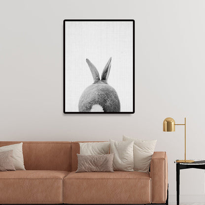 Vivolux | Graue Kaninchen Wandkunst Dekor Tier Moderner Stil Texturiertes Leinwanddruck für Kinderzimmer