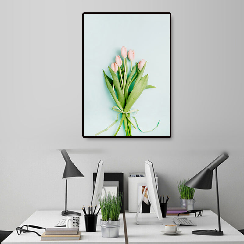 Vivolux | Pflanze Bouquet Kunstdruck Nordische Leinwand Wanddekoration in Pastellfarbe, Texturierte Oberfläche