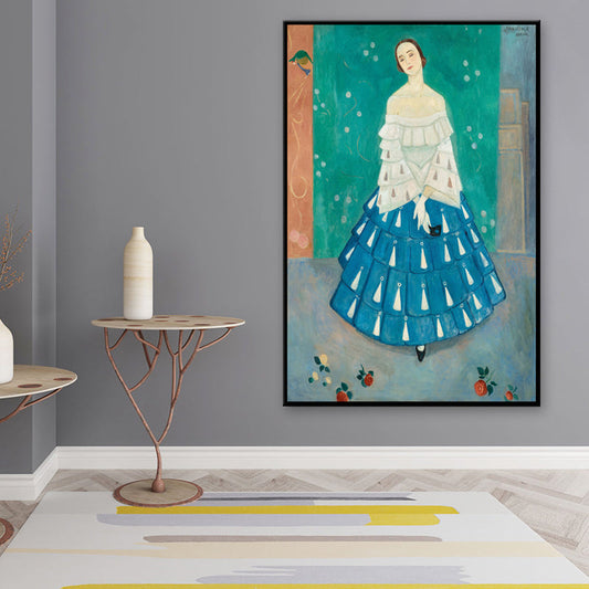 Vivolux | Pastellfarbe Maidporträt Gemälde Texturiert Traditionelle Mädchen Schlafzimmer Wandkunst