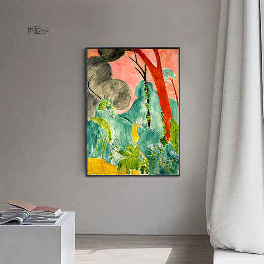 Vivolux | Botanische Strauchmalerei Wandkunst Dekor Bauernhaus Texturierte Leinwanddruck in Grün