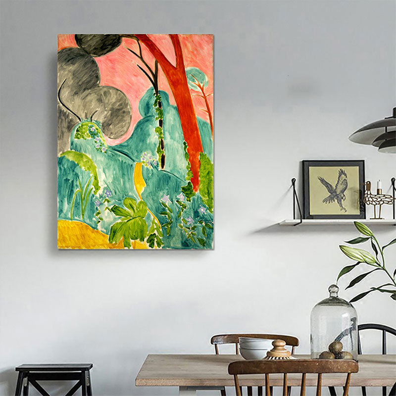 Vivolux | Botanische Strauchmalerei Wandkunst Dekor Bauernhaus Texturierte Leinwanddruck in Grün