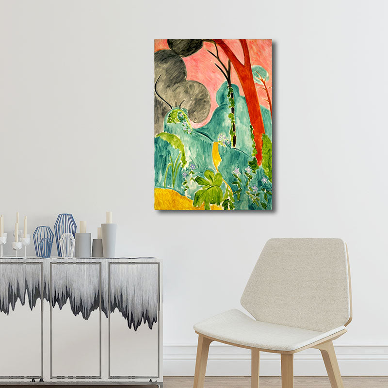 Vivolux | Botanische Strauchmalerei Wandkunst Dekor Bauernhaus Texturierte Leinwanddruck in Grün