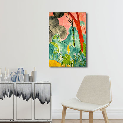 Vivolux | Botanische Strauchmalerei Wandkunst Dekor Bauernhaus Texturierte Leinwanddruck in Grün