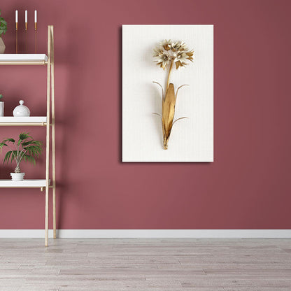Vivolux | Gold Nordic Leinwandkunst Zweig der blühenden Blume Wanddekoration für das Wohnzimmer