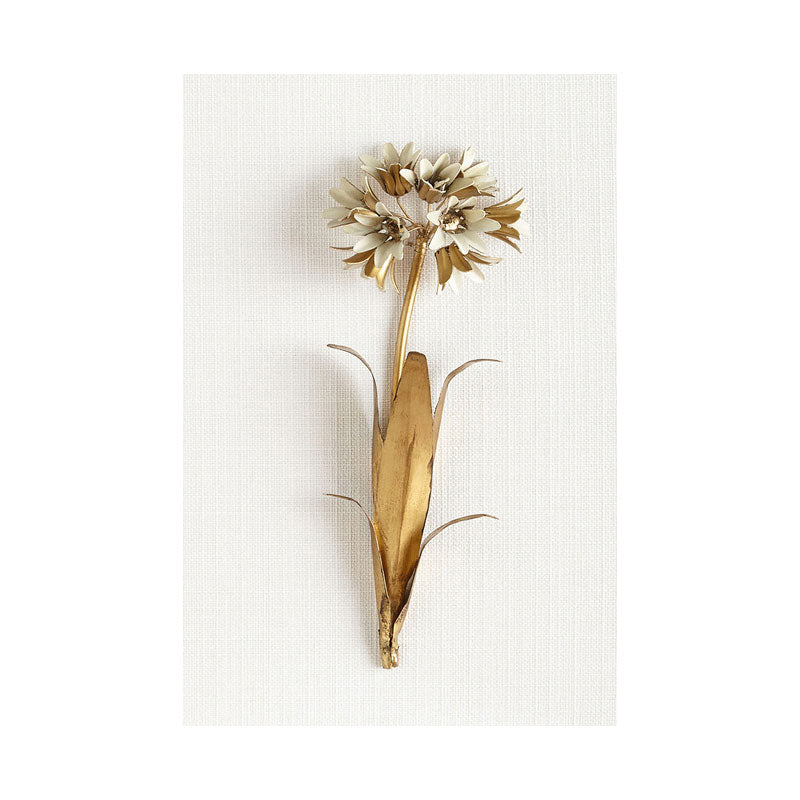 Vivolux | Gold Nordic Leinwandkunst Zweig der blühenden Blume Wanddekoration für das Wohnzimmer