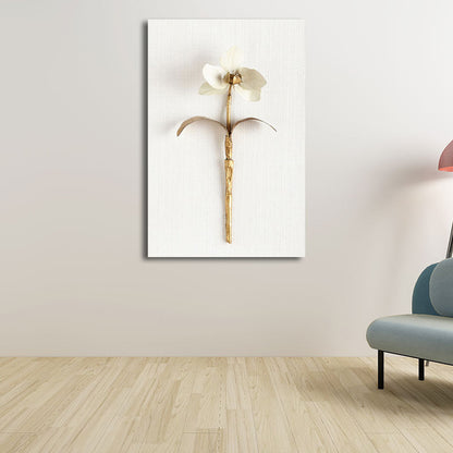 Vivolux | Gold Nordic Leinwandkunst Zweig der blühenden Blume Wanddekoration für das Wohnzimmer