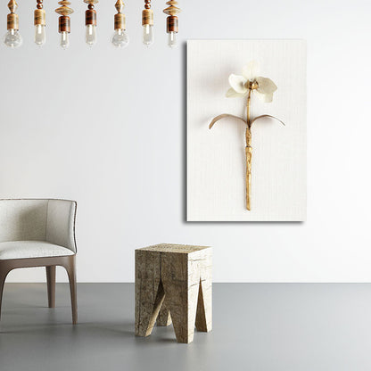 Vivolux | Gold Nordic Leinwandkunst Zweig der blühenden Blume Wanddekoration für das Wohnzimmer