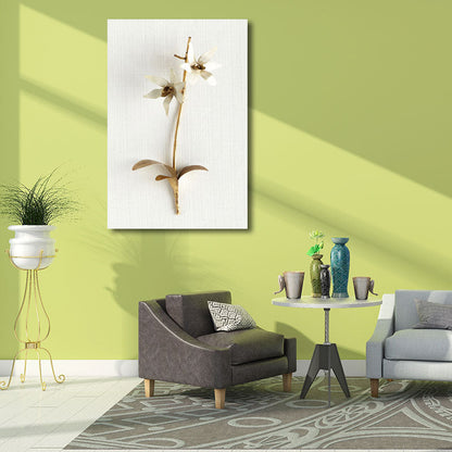 Vivolux | Blumenast Wandkunst Druck Gold und Weiß Leinwand Wanddekoration für Schlafzimmer, Texturiert