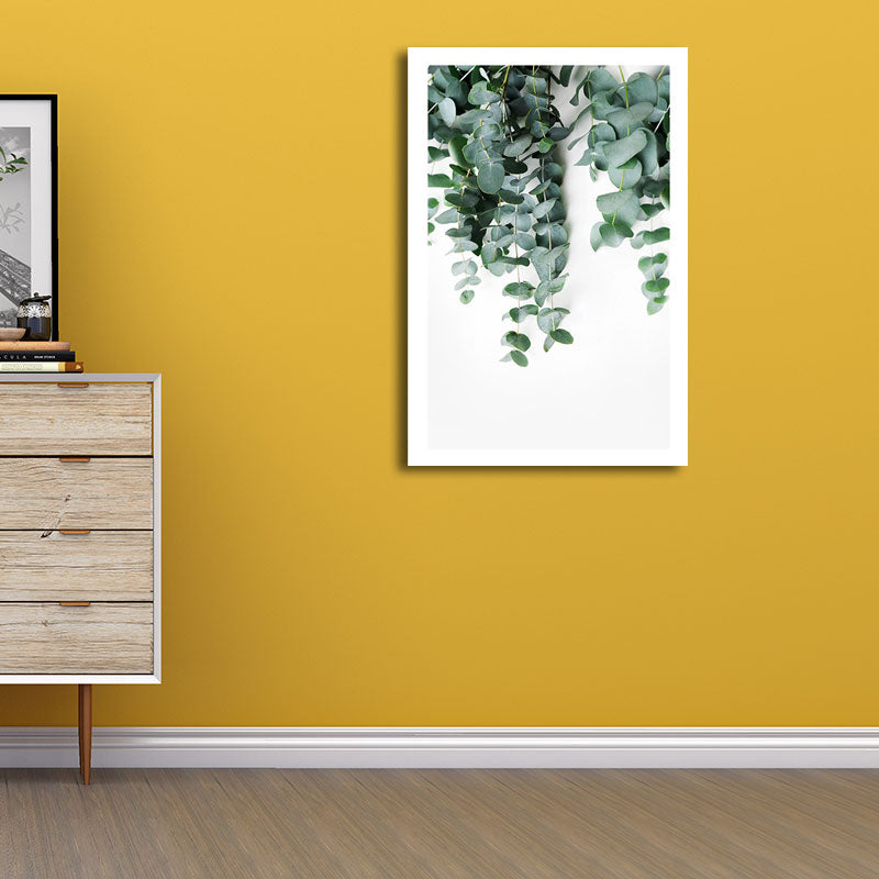 Vivolux | Nordic Botanic Weinstock Wandkunst Grüner Texturierten Leinwanddruck für Hausinterieur