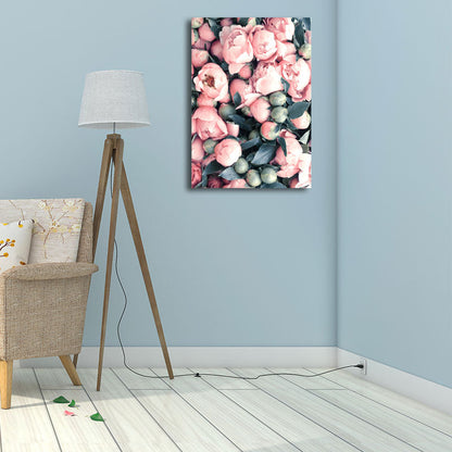Vivolux | Texturierte Blumenknospen Wanddekoration Nordic Stil Canvas Kunstdruck in Pink und Grün