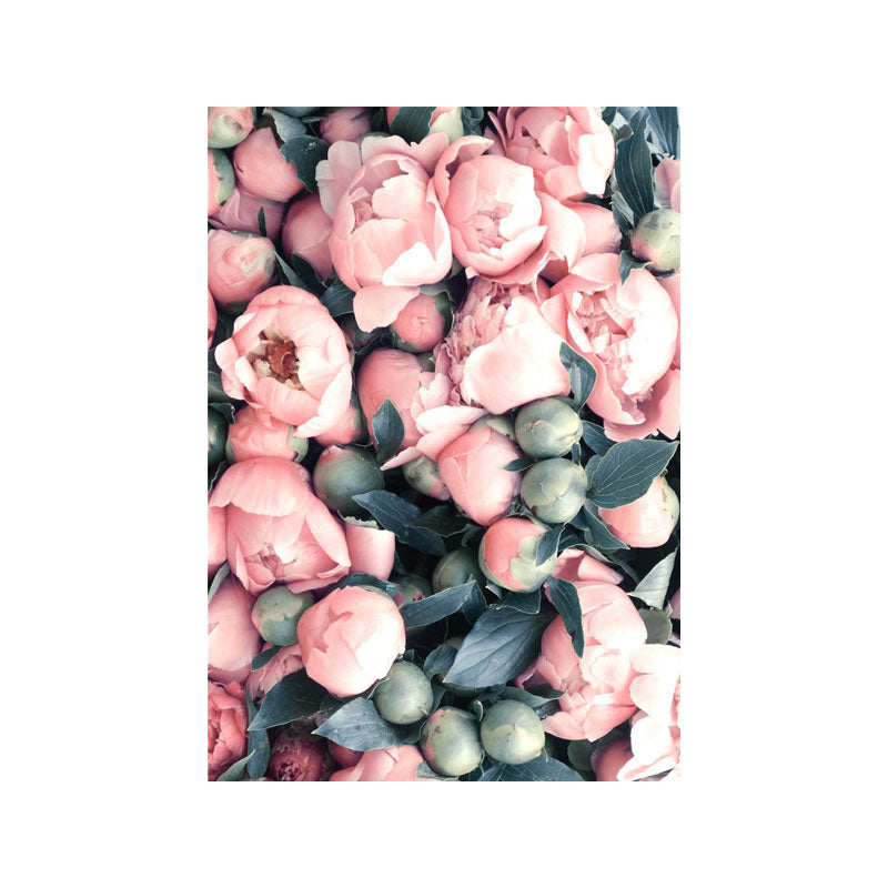 Vivolux | Texturierte Blumenknospen Wanddekoration Nordic Stil Canvas Kunstdruck in Pink und Grün