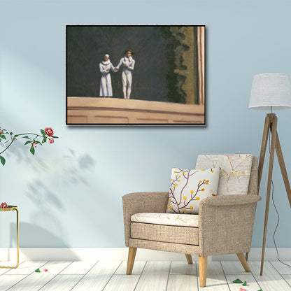 Vivolux | Traditionelles Zwei-Komiker-Gemälde Leinwand Texturiert Weiß Wandkunst Druck für Zuhause