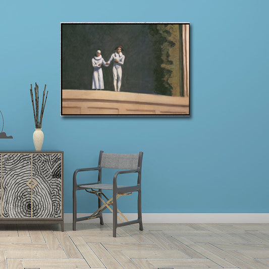 Vivolux | Traditionelles Zwei-Komiker-Gemälde Leinwand Texturiert Weiß Wandkunst Druck für Zuhause