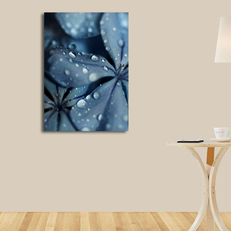 Vivolux | Blatt mit Tau Leinwand Kunst Nordisch Strukturierte Wohnzimmers Wanddekoration in Sanften Farben