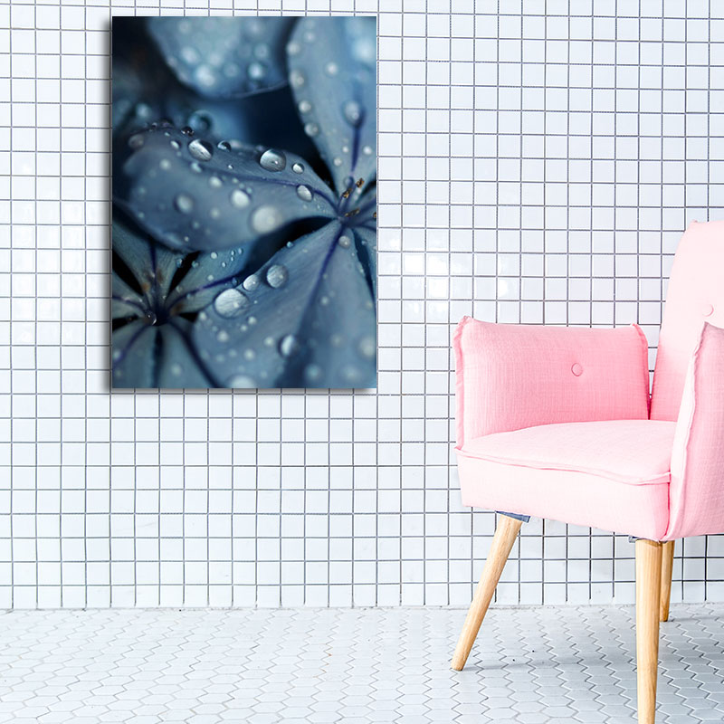 Vivolux | Blatt mit Tau Leinwand Kunst Nordisch Strukturierte Wohnzimmers Wanddekoration in Sanften Farben