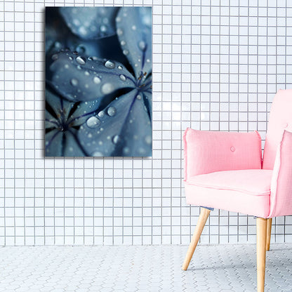 Vivolux | Blatt mit Tau Leinwand Kunst Nordisch Strukturierte Wohnzimmers Wanddekoration in Sanften Farben