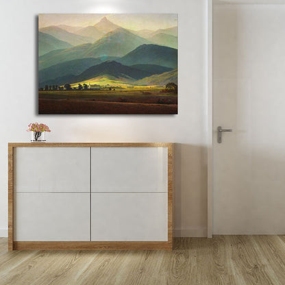 Vivolux | Grünes Smokey Mountain Layers Canvas Natur Landschaft Moderne Wohnzimmer Wandkunst Druck