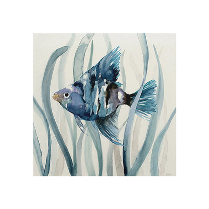 Vivolux | Tropische Fische Wandkunst Druck Leinwand Texturierte Oberfläche Blaue Wanddekoration für das Kinderzimmer