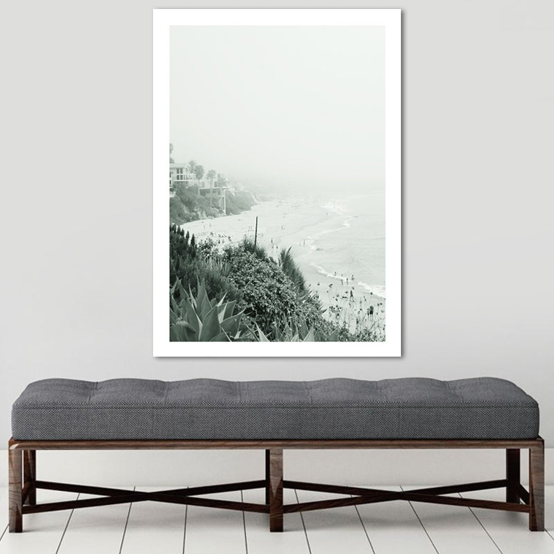 Vivolux | Grüne Küstenlandschaft Leinwandkunst Texturiert Zeitgenössische Haus Innenwanddekoration