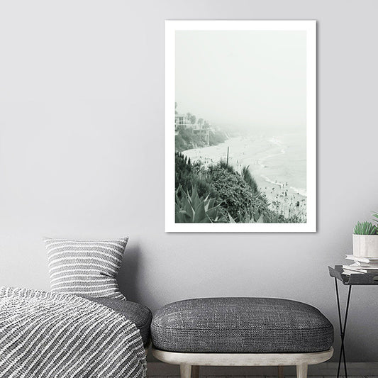 Vivolux | Grüne Küstenlandschaft Leinwandkunst Texturiert Zeitgenössische Haus Innenwanddekoration