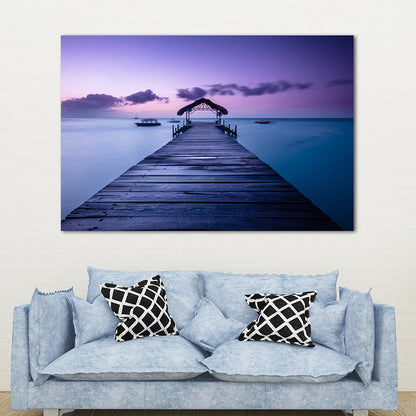 Vivolux | Brücke zum Meer Leinwand Pastellfarbe Moderner Stil Wandkunst Dekor für Wohnzimmer