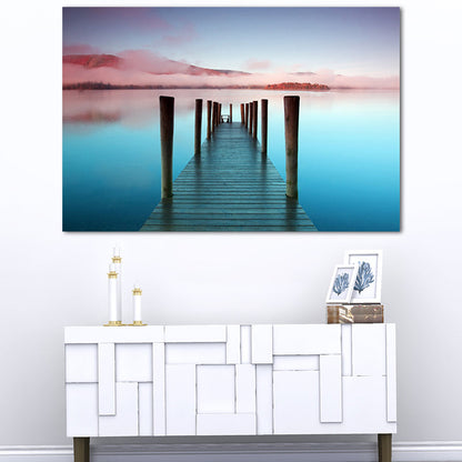 Vivolux | Brücke zum Meer Leinwand Pastellfarbe Moderner Stil Wandkunst Dekor für Wohnzimmer