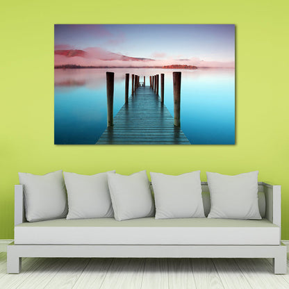Vivolux | Brücke zum Meer Leinwand Pastellfarbe Moderner Stil Wandkunst Dekor für Wohnzimmer