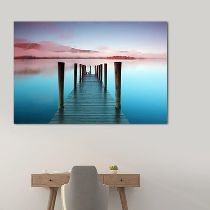 Vivolux | Brücke zum Meer Leinwand Pastellfarbe Moderner Stil Wandkunst Dekor für Wohnzimmer