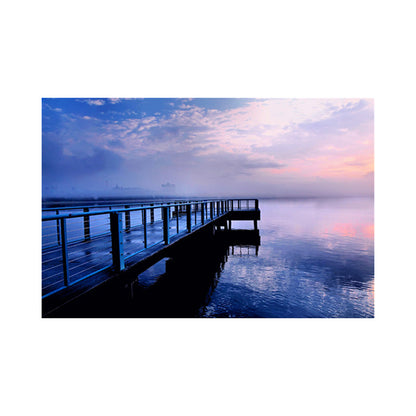 Vivolux | Ruhige Meer Brücke Landschaft Leinwand Kunst für Wohnzimmer Sonnenuntergang Landschaft Wanddekoration