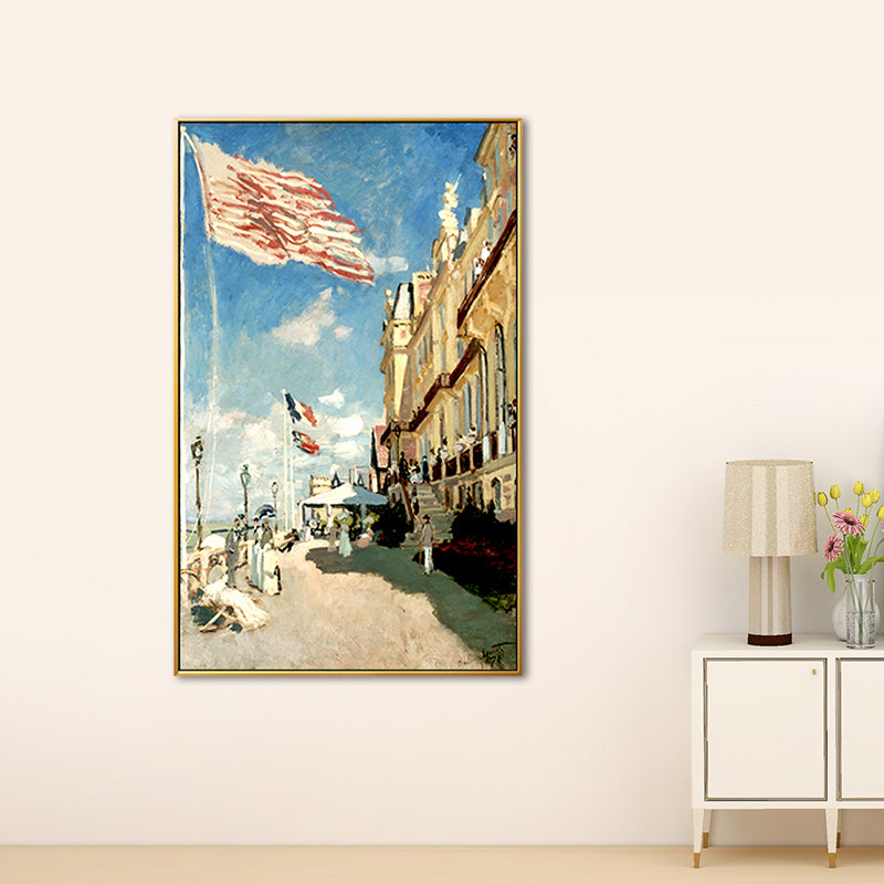 Vivolux | Klassische Monet Straßenansicht Malerei Blau das Hotel Des Roches Noires in Trouville Wandkunst