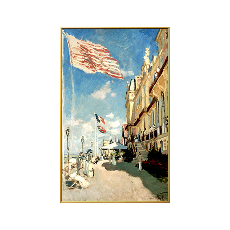 Vivolux | Klassische Monet Straßenansicht Malerei Blau das Hotel Des Roches Noires in Trouville Wandkunst