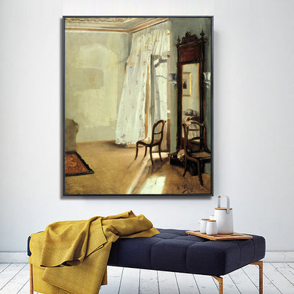 Vivolux | Braun das Balkonzimmergemälde Adolph Menzel Traditionelles strukturiertes Leinwand Wandkunst