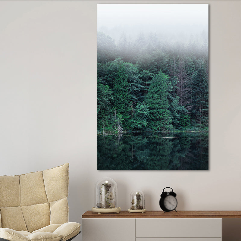 Vivolux | Groene Riverside Forest Wanddecoratie Textuur Moderne Stijl Woonkamer Canvas Print