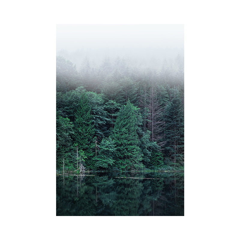 Vivolux | Groene Riverside Forest Wanddecoratie Textuur Moderne Stijl Woonkamer Canvas Print