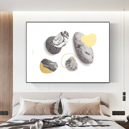 Vivolux | Nordic Stone Leinwandkunst Grau und Weiß Abstract Muster Wanddekoration für das Schlafzimmer