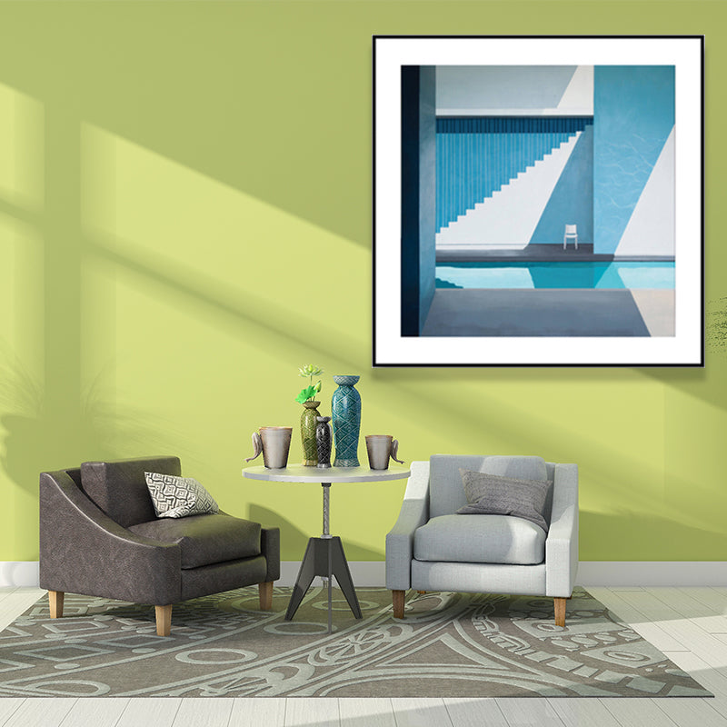 Vivolux | Nordic Canvas Print Dunkle Farbe Ecke eines Gebäudes und Stuhl Wandkunst Dekor für Schlafzimmer